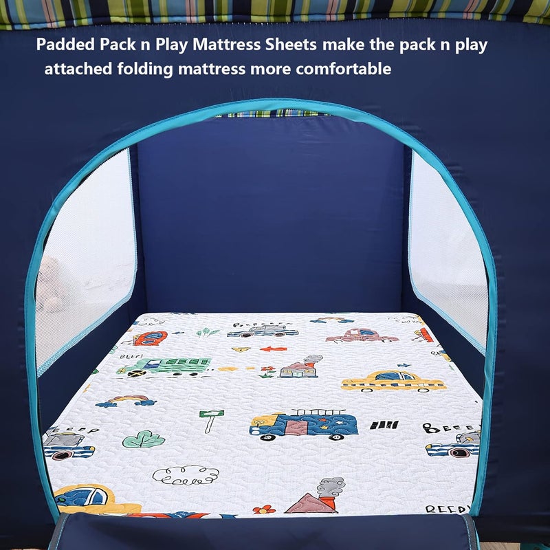 MIIMER Store Padded Pack n Play Sheets Breathable Thick Pack and Play Mattress Protector, Quilted 38x26” Playard Sheet Fitted for Graco, Portable Mini Cribs and Foldable Mattress Pad, Soft Playpen Mattresses Cover - Image 5